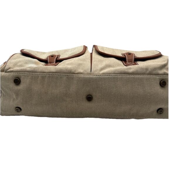 Tommy Bahama Challenge Large Brown Biege Canvas/leather Duffle Weekender Bag - Picture 10 of 16